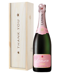 Lanson Rose Champagne Thank You Gift In Wooden Box