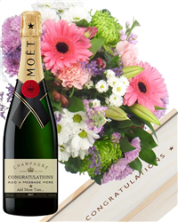 Personalised Congratulations Champagne and Flowers