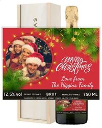 Personalised Merry Christmas Champagne With Photo Upload