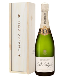 Pol Roger Champagne Thank You Gift In Wooden Box