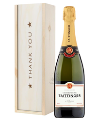 Taittinger Brut Champagne Thank You Gift In Wooden Box