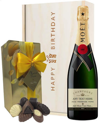 Personalised Birthday Champagne and Chocolates Gift Box