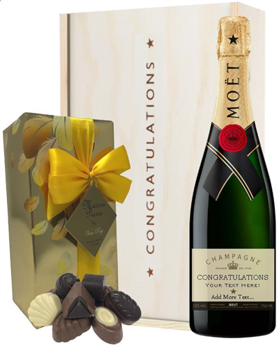 Personalised Congratulations Champagne and Chocolates Gift Box